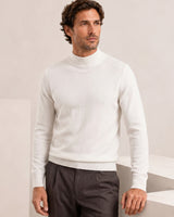 Mock Neck Cashmere Pullover Sweater — White