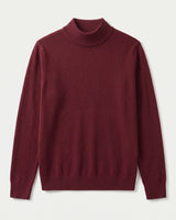 Mock Neck Cashmere Pullover Sweater — Wine red
