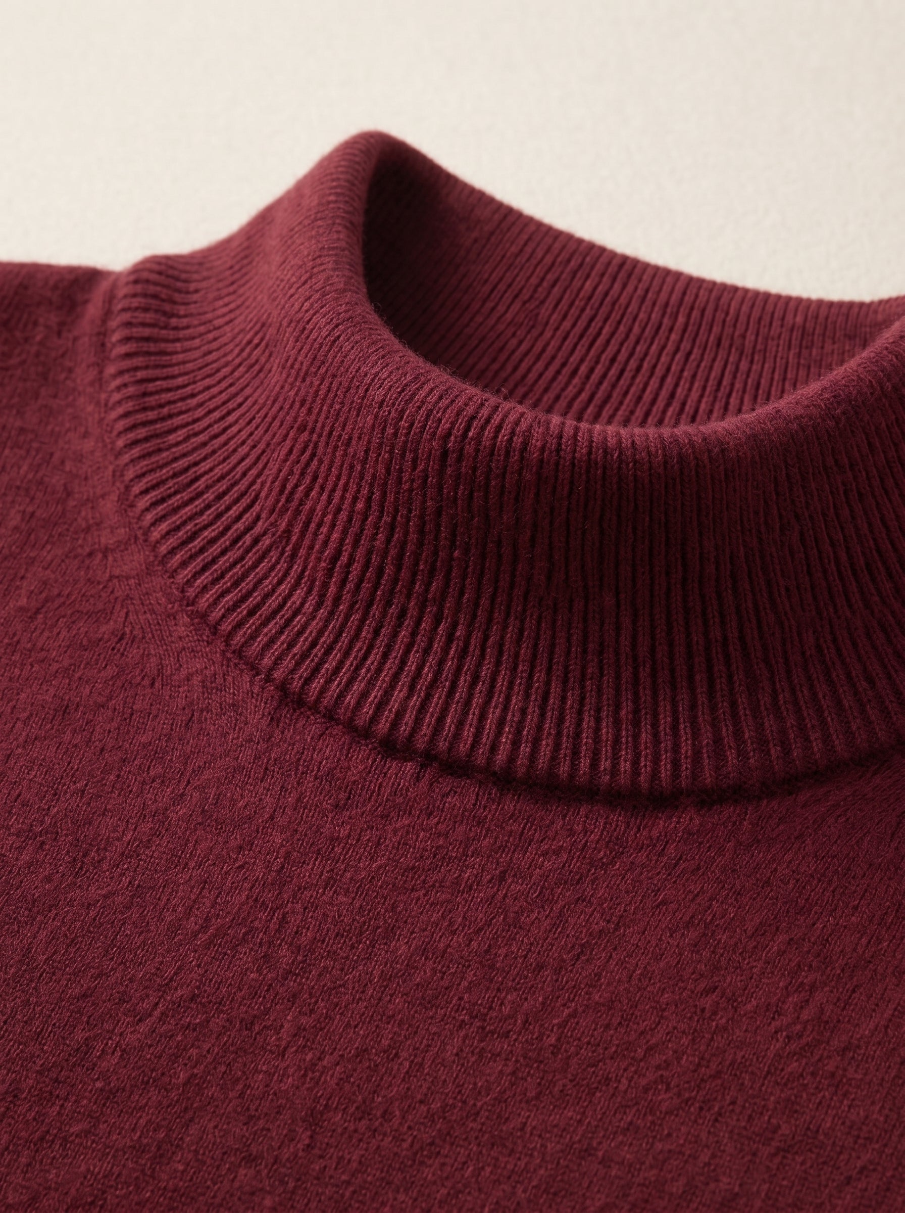 Mock Neck Cashmere Pullover Sweater — Wine red