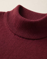 Mock Neck Cashmere Pullover Sweater — Wine red