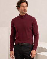 Mock Neck Cashmere Pullover Sweater — Wine red