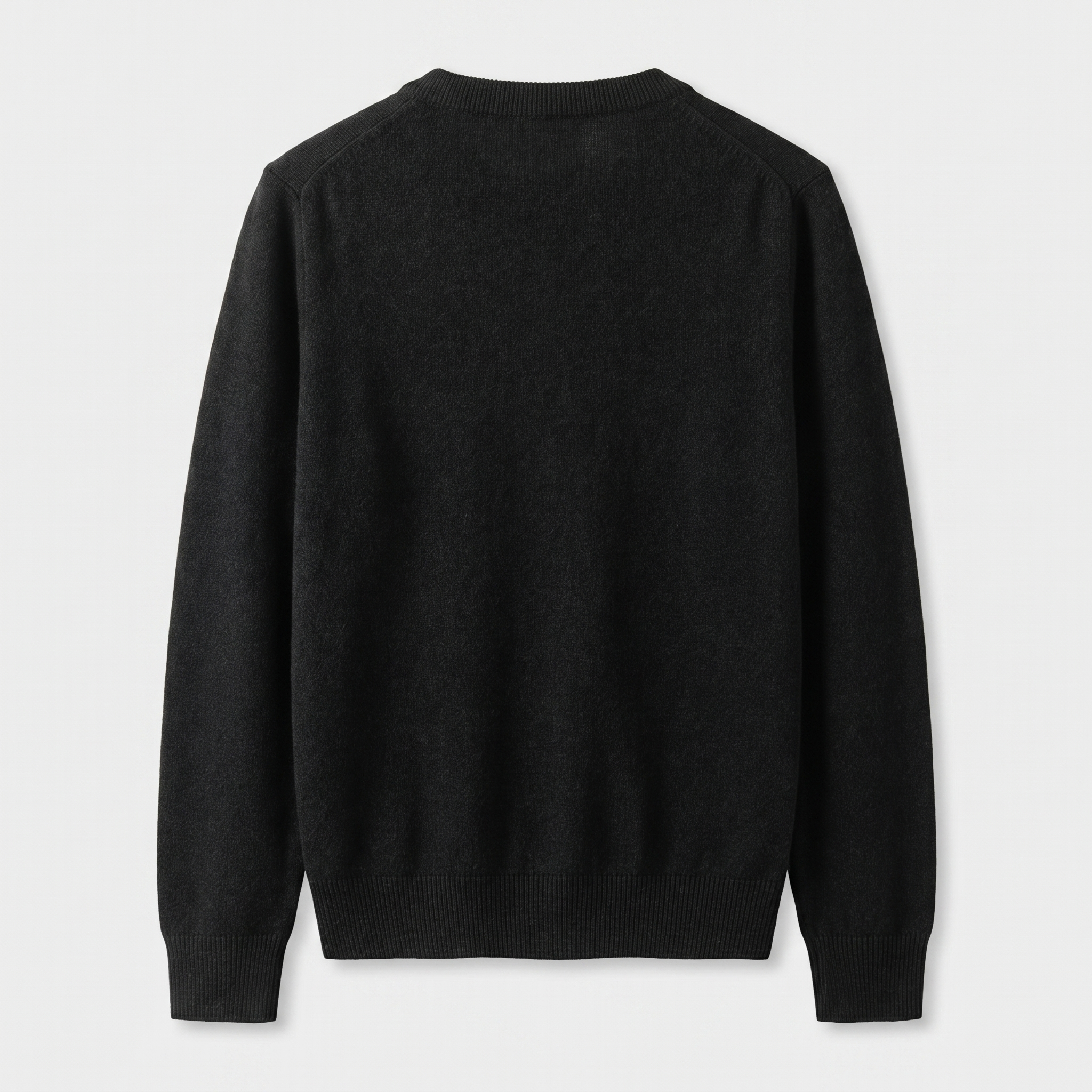 Solid V-Neck Cashmere Pullover Sweater — Black