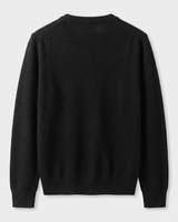 Solid V-Neck Cashmere Pullover Sweater — Black