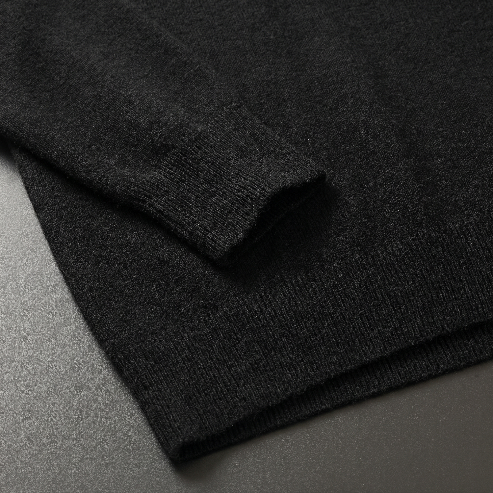 Solid V-Neck Cashmere Pullover Sweater — Black