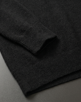 Solid V-Neck Cashmere Pullover Sweater — Black