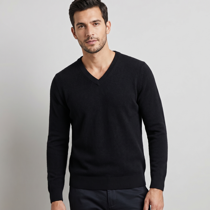 Solid V-Neck Cashmere Pullover Sweater alternate view
