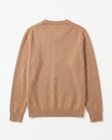 Solid V-Neck Cashmere Pullover Sweater — Camel