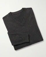 Solid V-Neck Cashmere Pullover Sweater