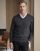 Solid V-Neck Cashmere Pullover Sweater