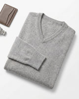 Solid V-Neck Cashmere Pullover Sweater