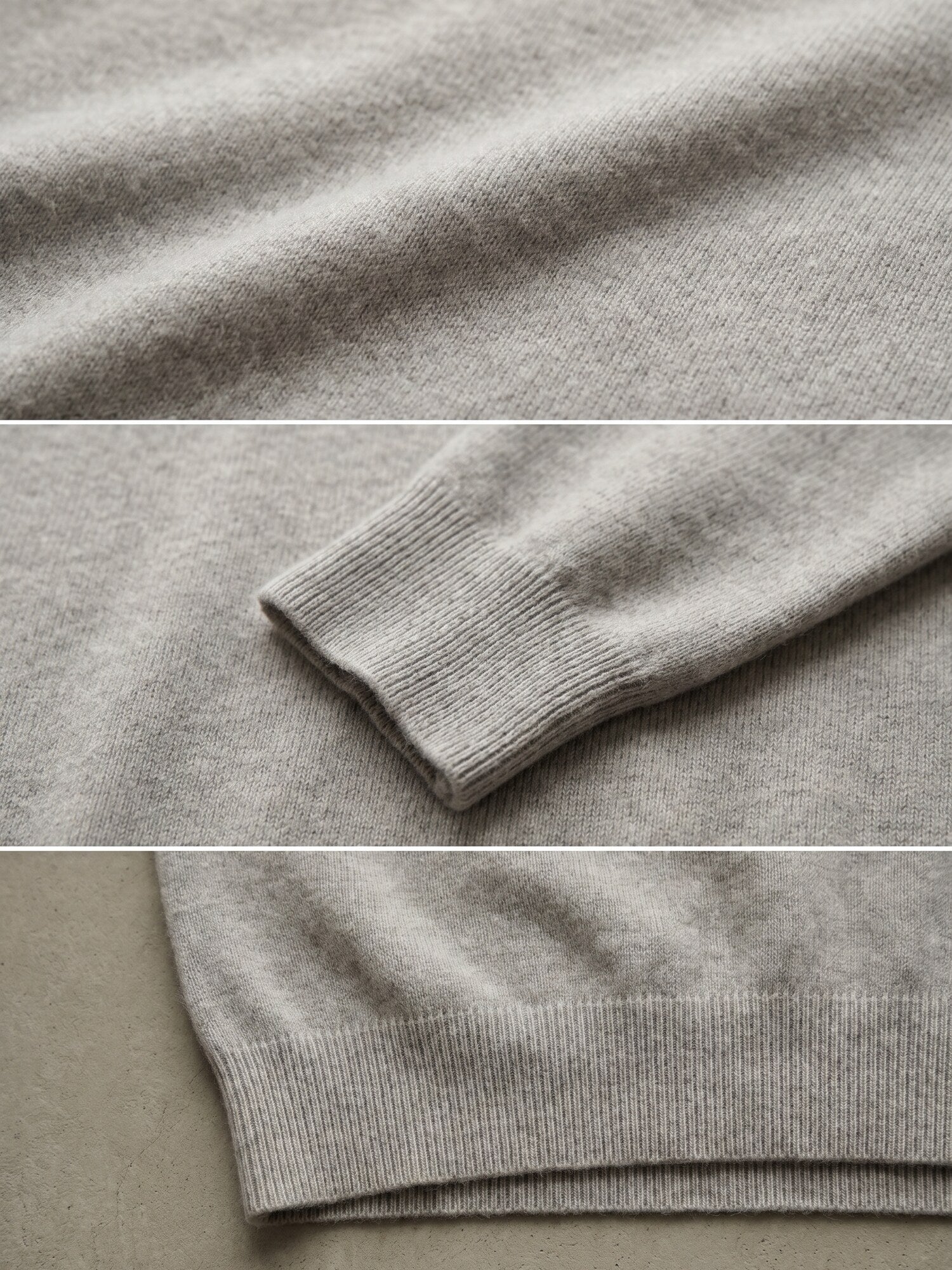 Solid V-Neck Cashmere Pullover Sweater — Light grey