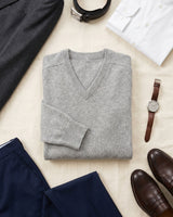Solid V-Neck Cashmere Pullover Sweater