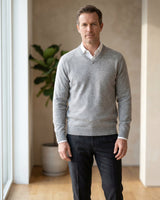 Solid V-Neck Cashmere Pullover Sweater