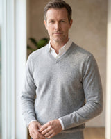 Solid V-Neck Cashmere Pullover Sweater