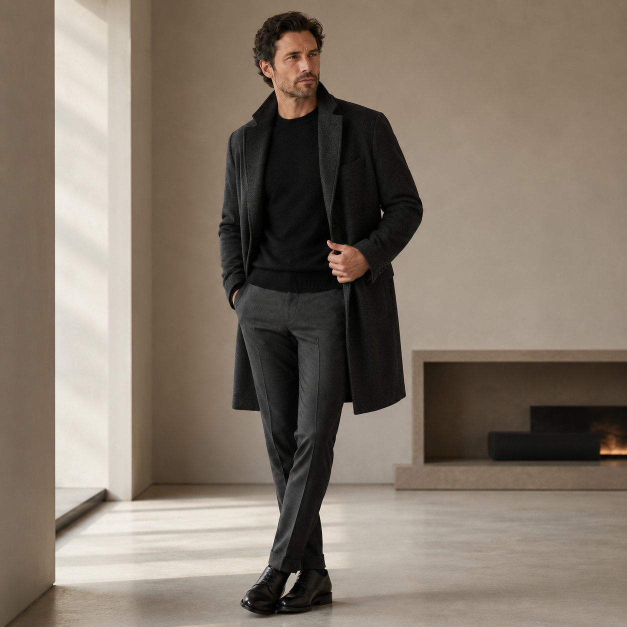 Essential Crew Neck Cashmere Sweater — Black