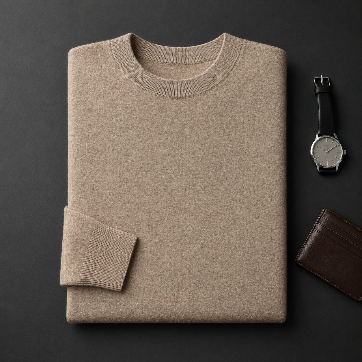 Essential Crew Neck Cashmere Sweater — Camel