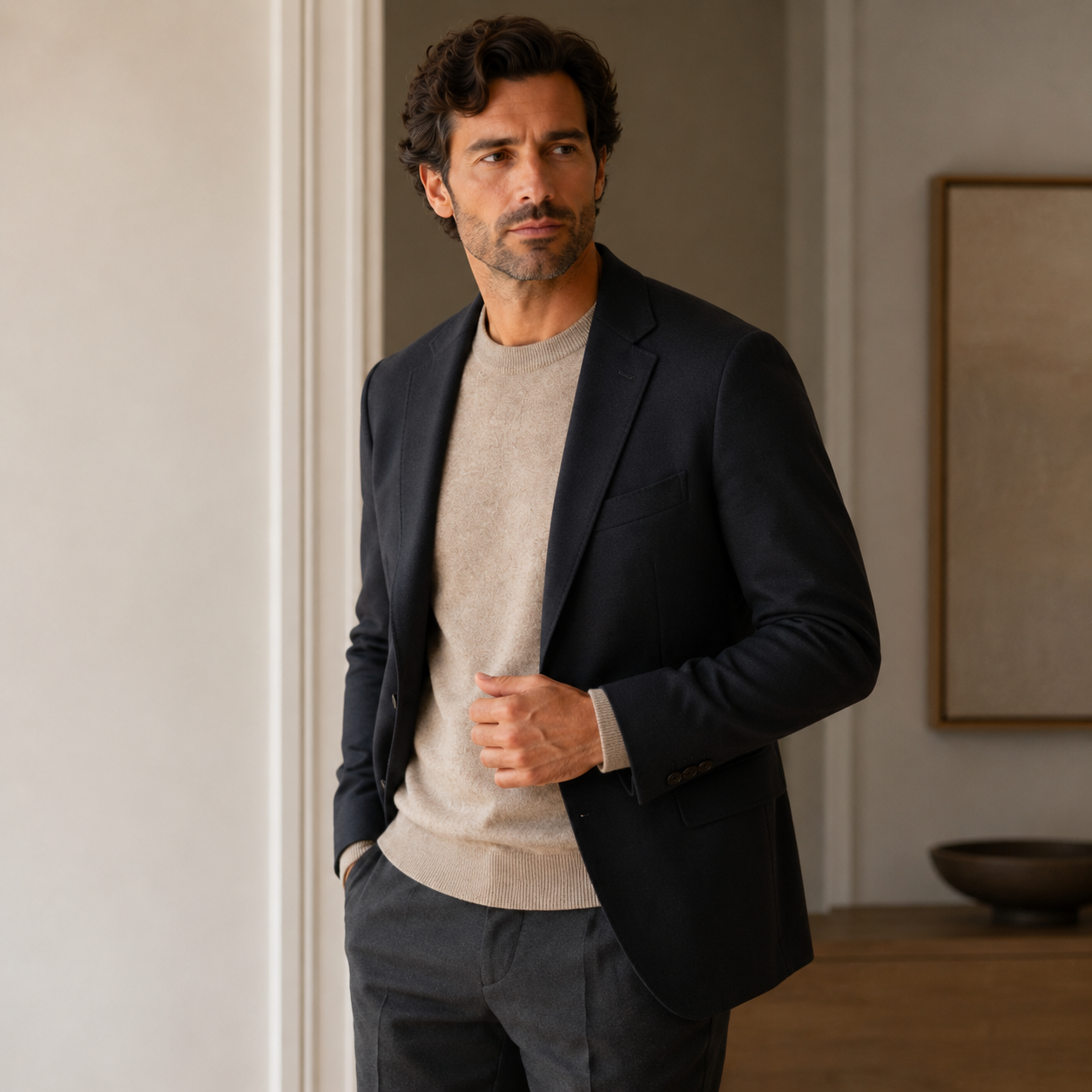 Essential Crew Neck Cashmere Sweater — Camel