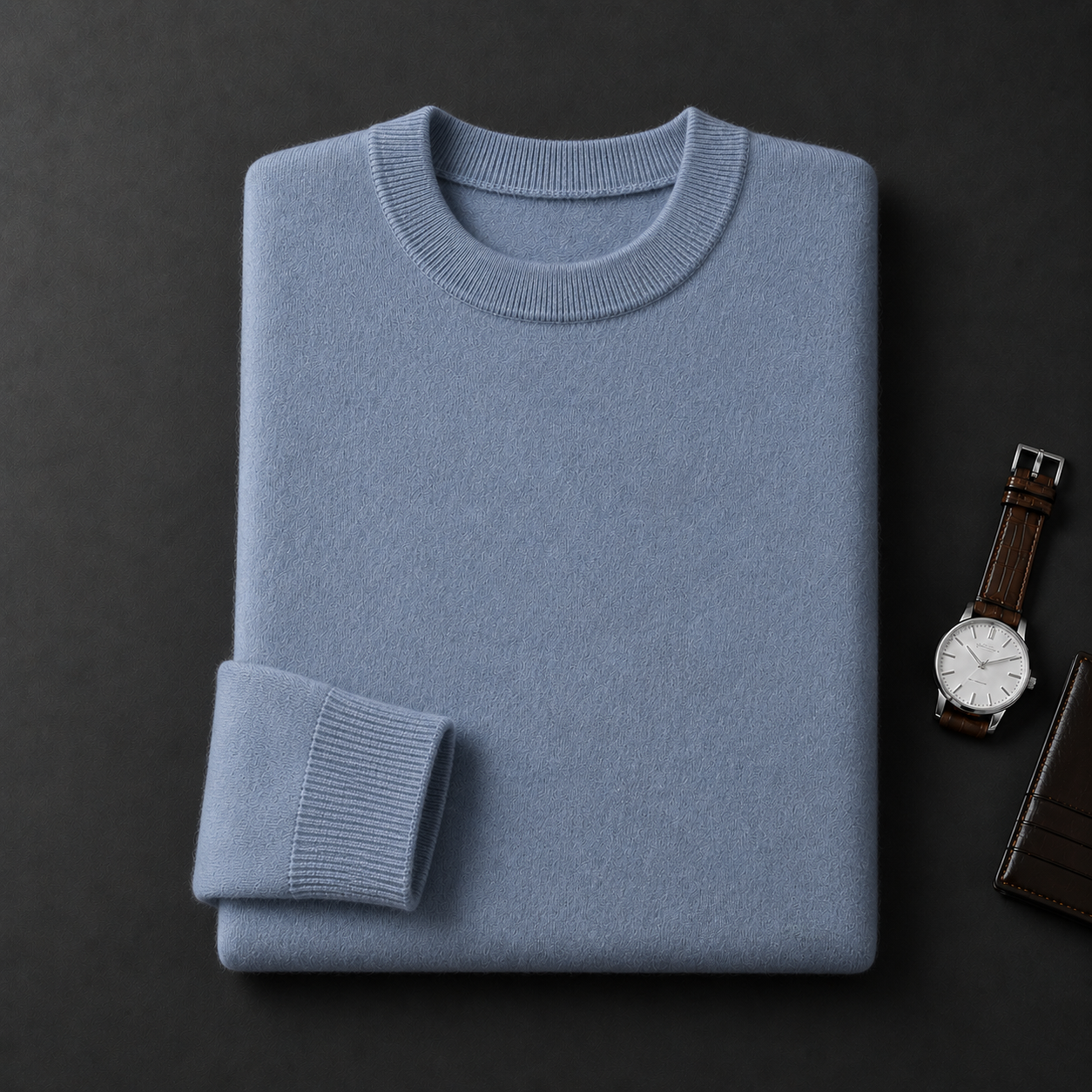 Essential Crew Neck Cashmere Sweater — Ice Blue