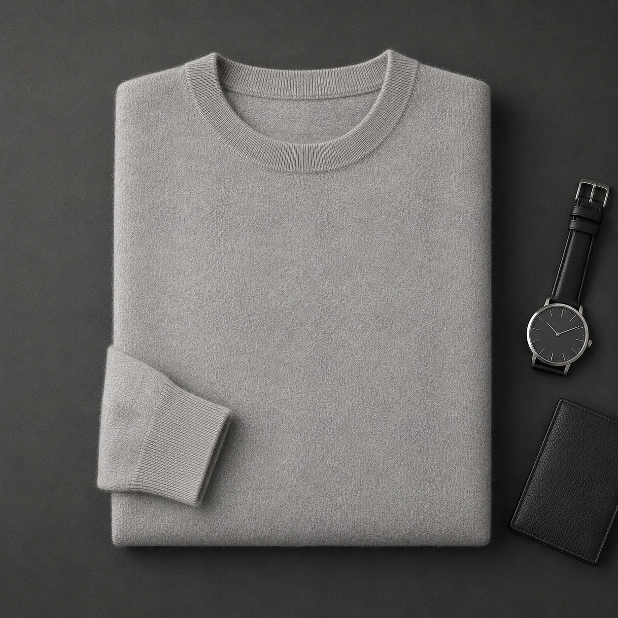 Essential Crew Neck Cashmere Sweater — Light grey