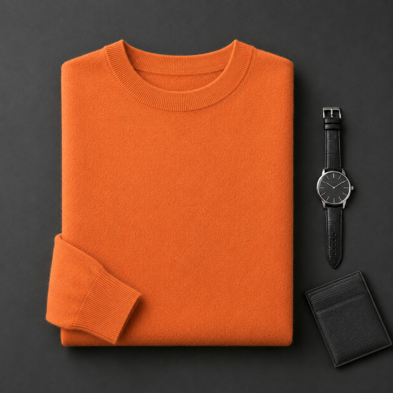 Essential Crew Neck Cashmere Sweater — Orange