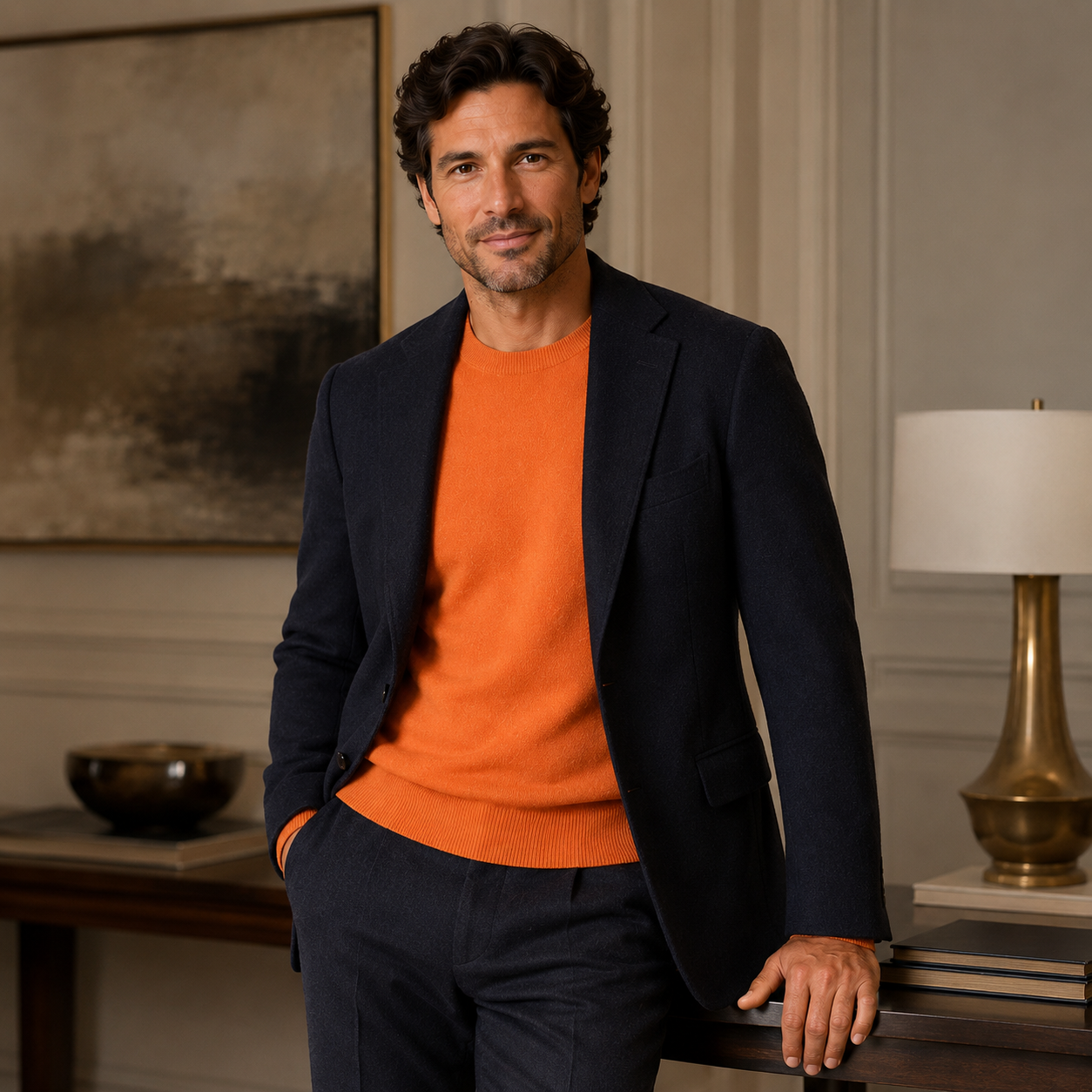 Essential Crew Neck Cashmere Sweater — Orange