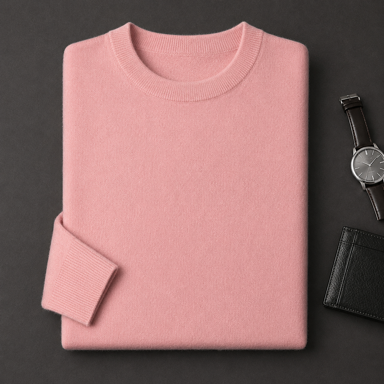 Essential Crew Neck Cashmere Sweater — Pink