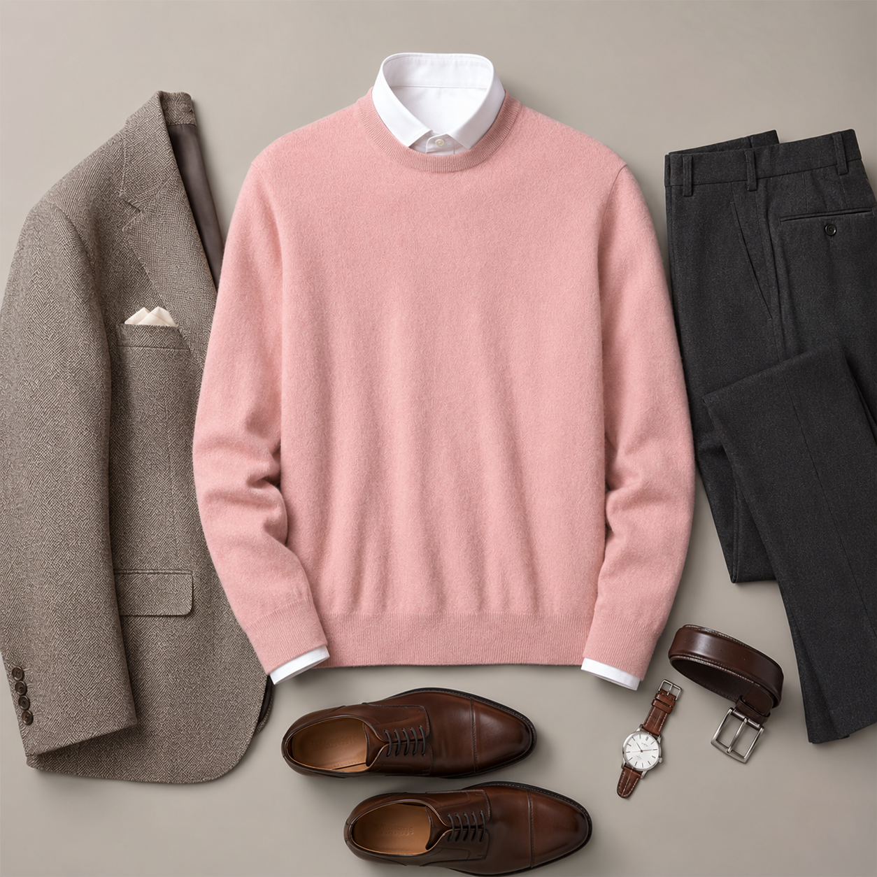 Essential Crew Neck Cashmere Sweater — Pink