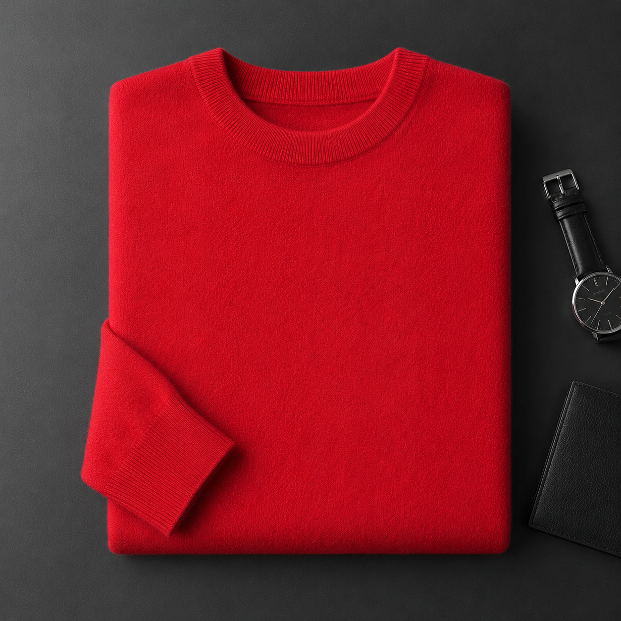 Essential Crew Neck Cashmere Sweater — Red