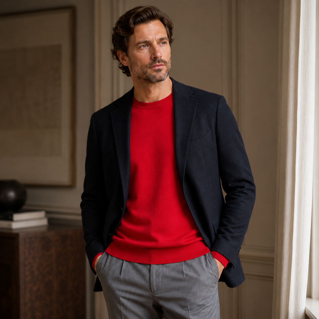 Essential Crew Neck Cashmere Sweater — Red