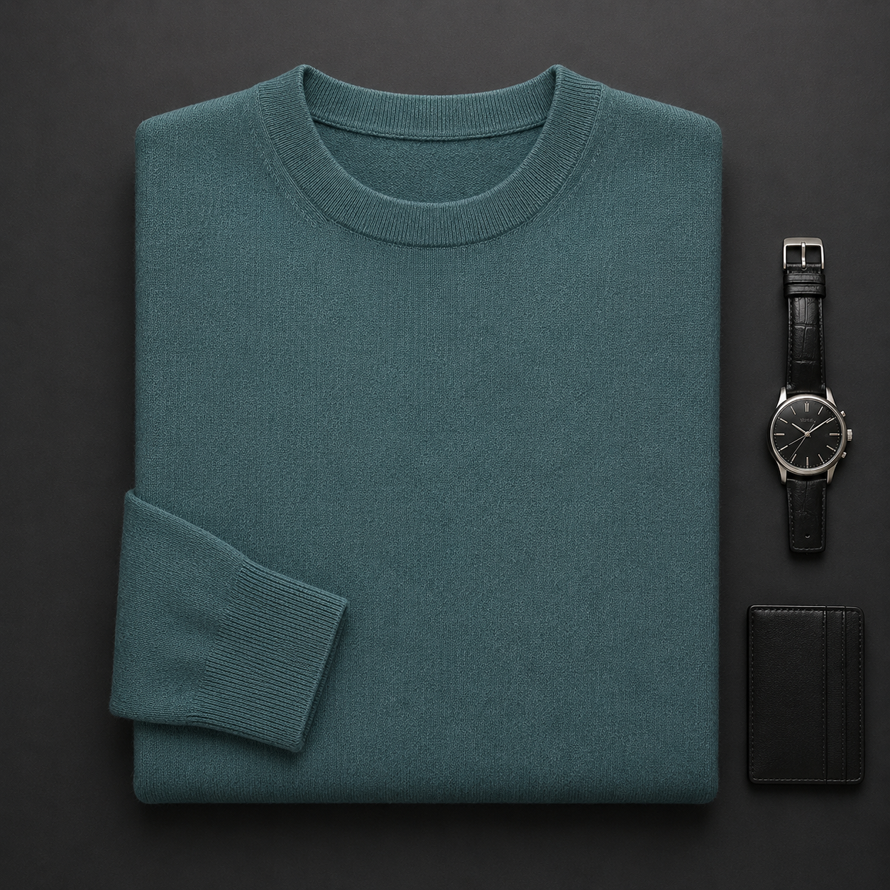 Essential Crew Neck Cashmere Sweater — Turquoise