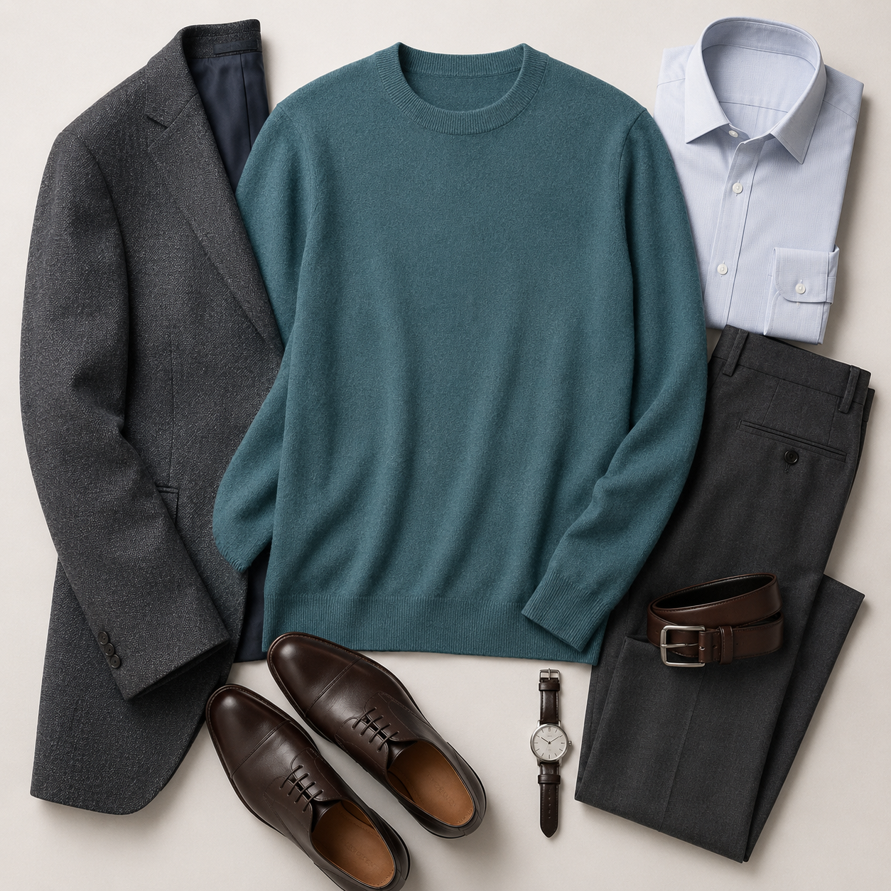 Essential Crew Neck Cashmere Sweater — Turquoise