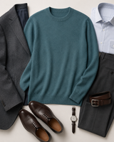 ZHILIFS men's Turquoise crew neck sweater, image 06