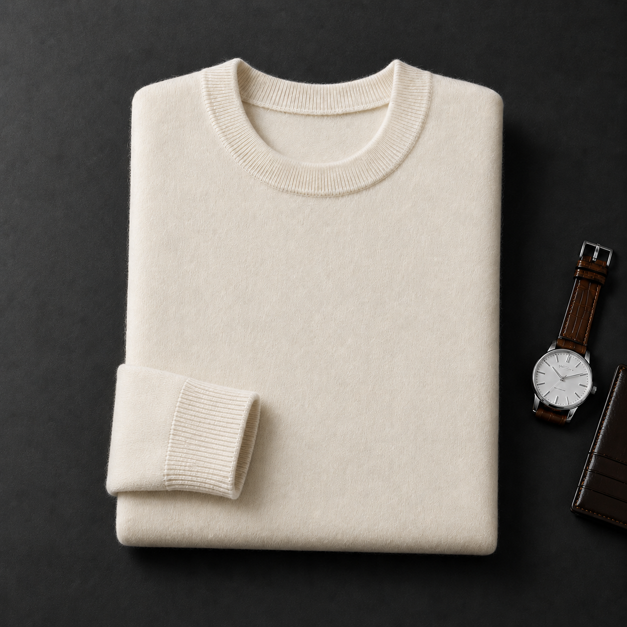 Essential Crew Neck Cashmere Sweater — White