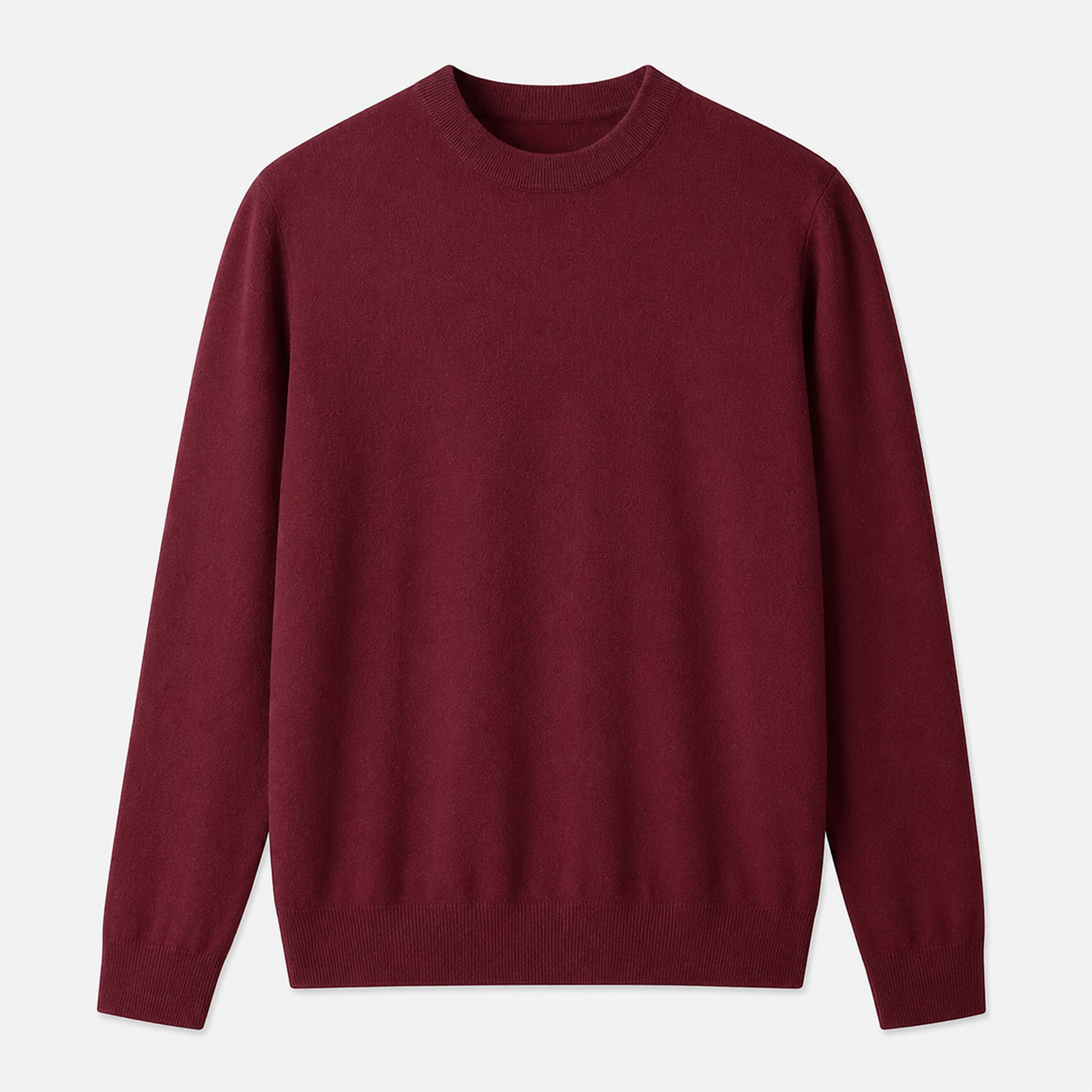 Essential Crew Neck Cashmere Sweater — Wine red