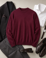 ZHILIFS men's Wine red crew neck sweater, image 06