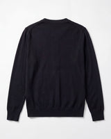Solid V-Neck Wool Cardigan — Black