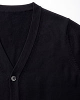 Solid V-Neck Wool Cardigan — Black