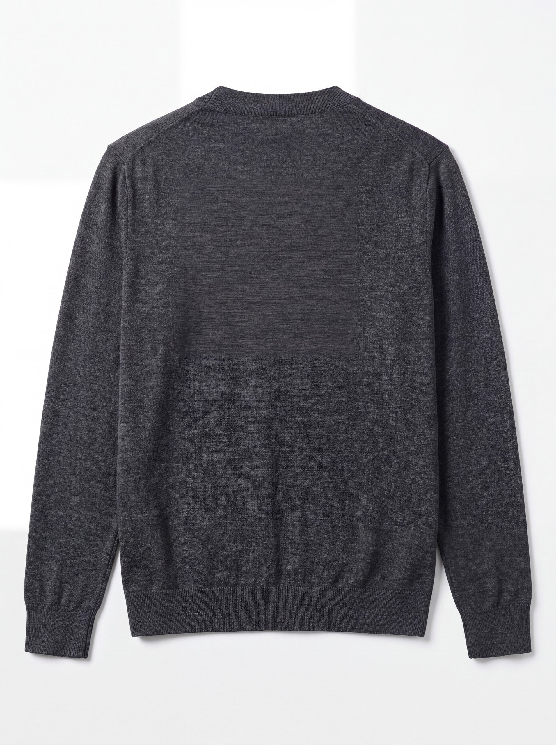 Solid V-Neck Wool Cardigan — Dark grey