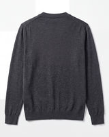 Solid V-Neck Wool Cardigan — Dark grey