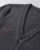 Solid V-Neck Wool Cardigan — Dark grey