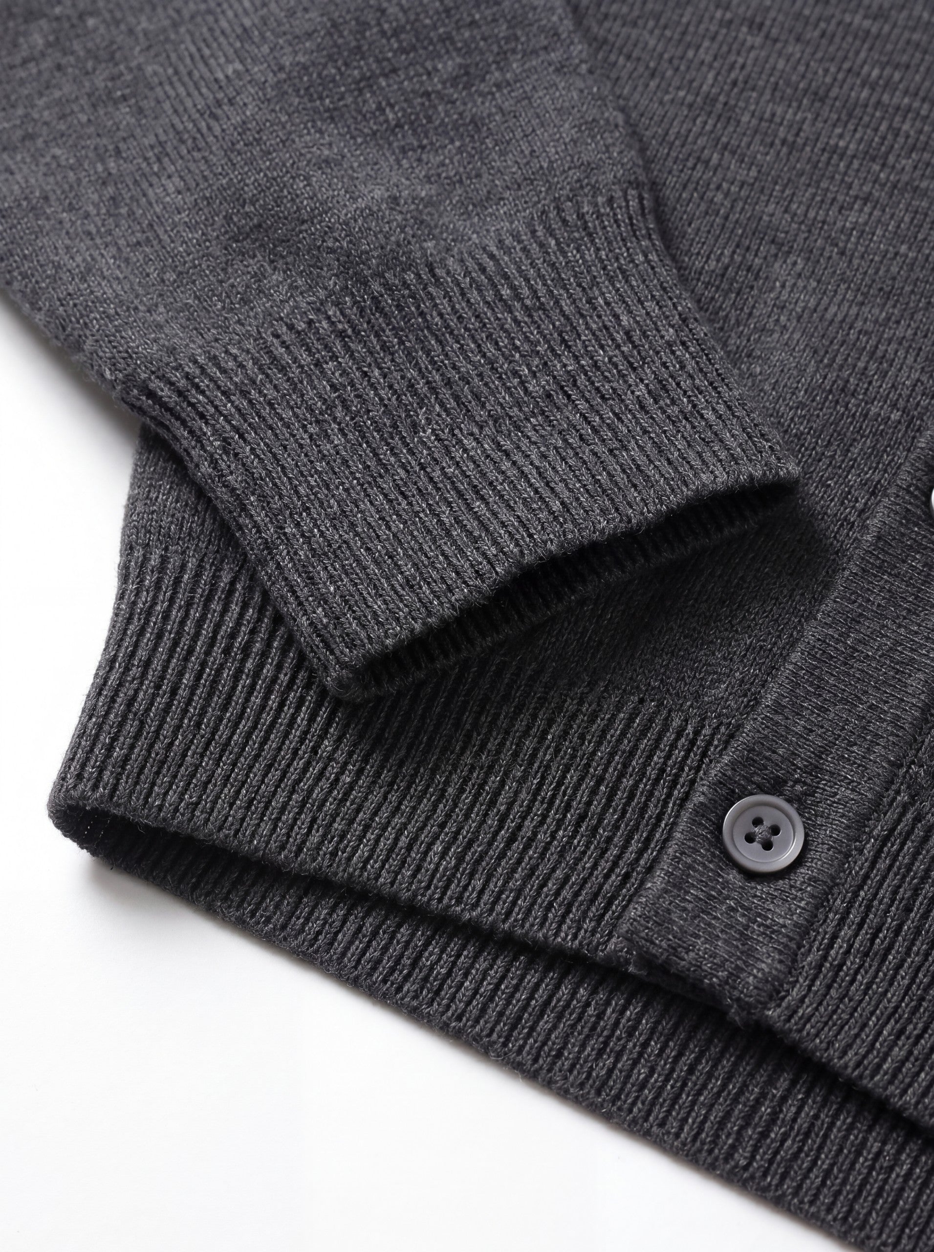 Solid V-Neck Wool Cardigan — Dark grey