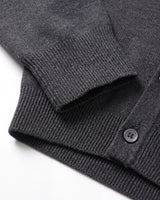 Solid V-Neck Wool Cardigan — Dark grey