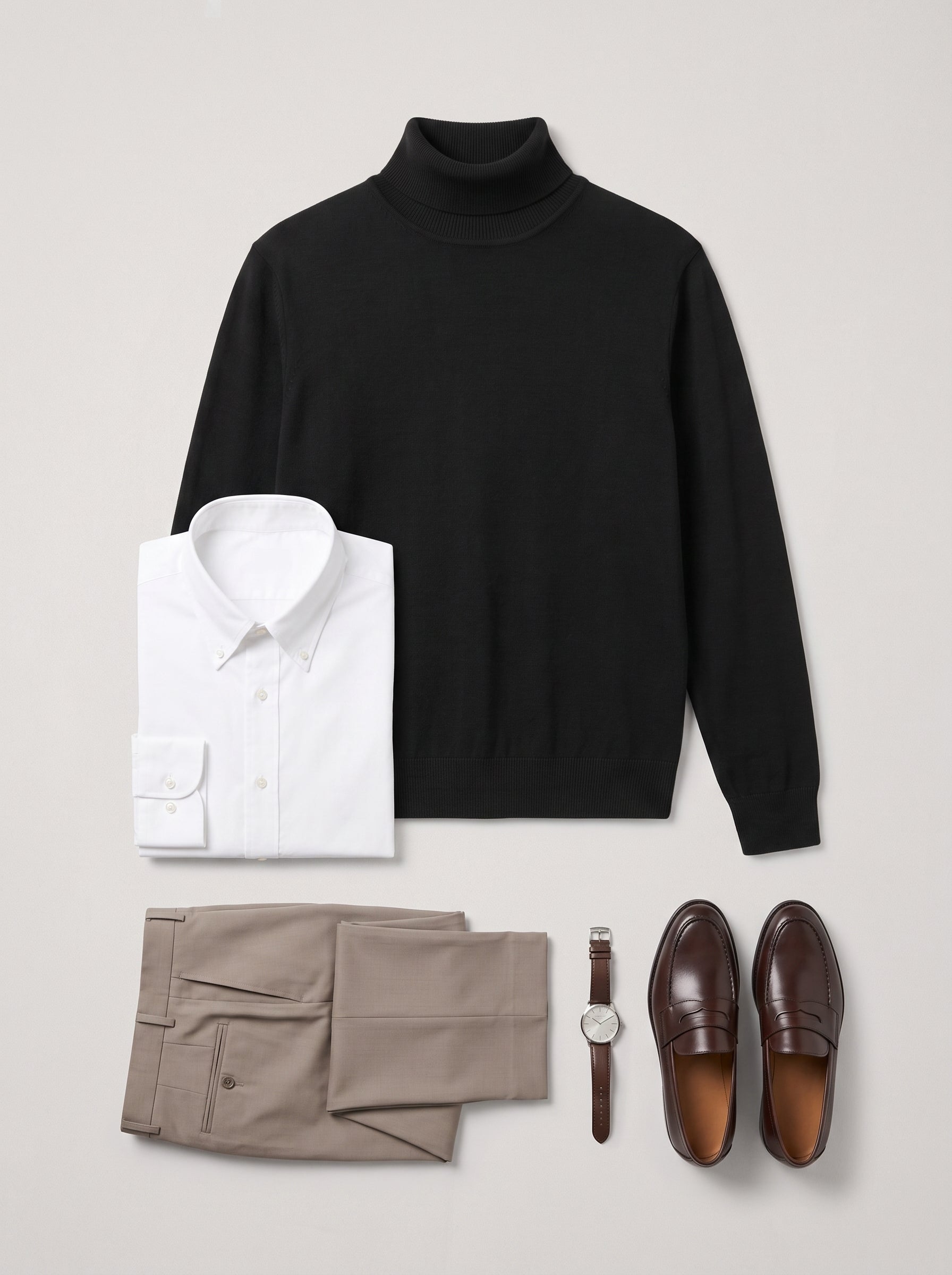 Lightweight Turtleneck Wool Sweater — Black