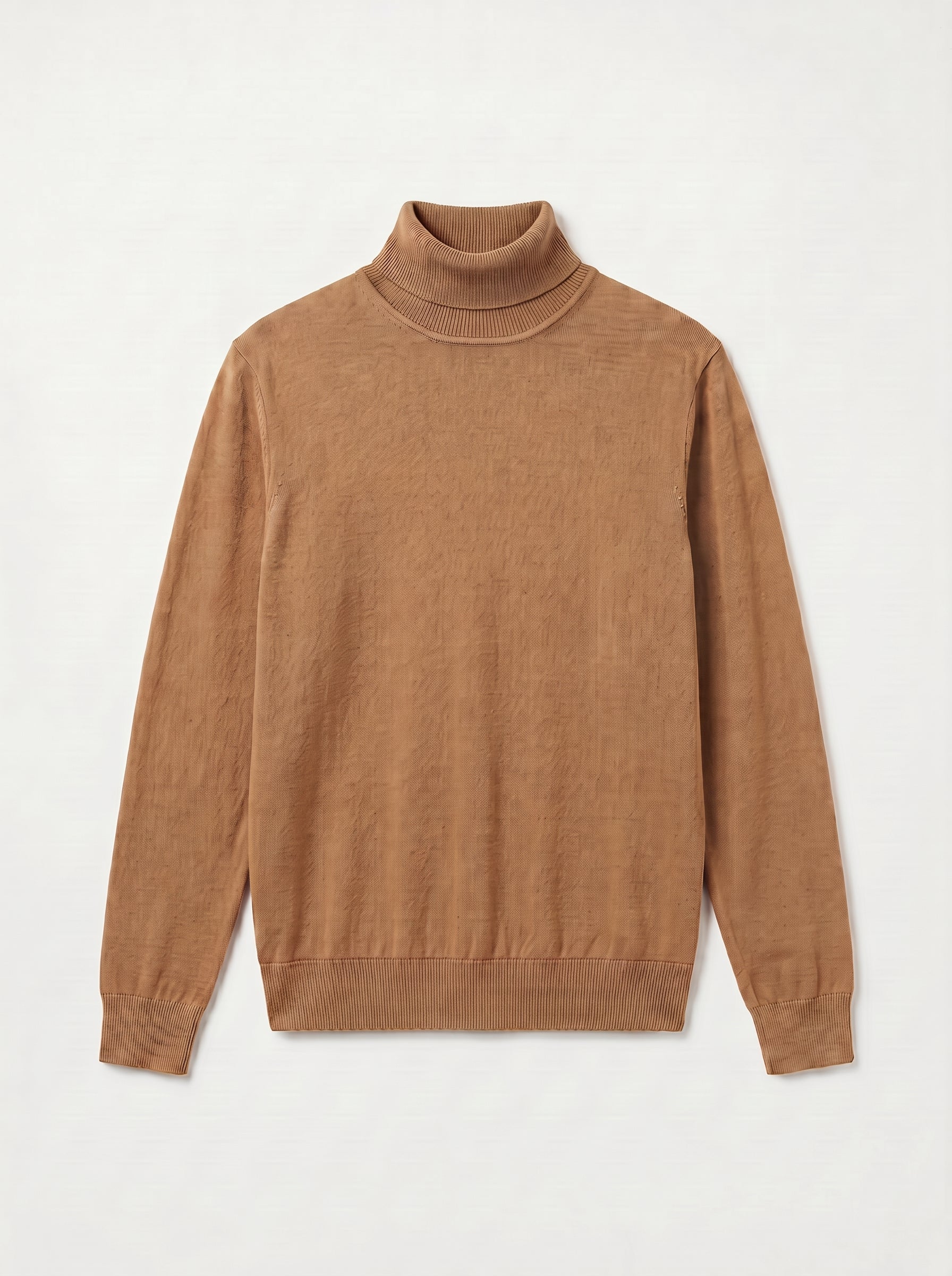 Lightweight Turtleneck Wool Sweater — Camel