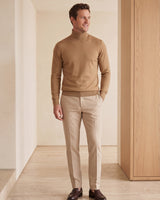 Lightweight Turtleneck Wool Sweater — Camel