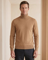 Lightweight Turtleneck Wool Sweater — Camel