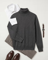 Lightweight Turtleneck Wool Sweater — Dark grey