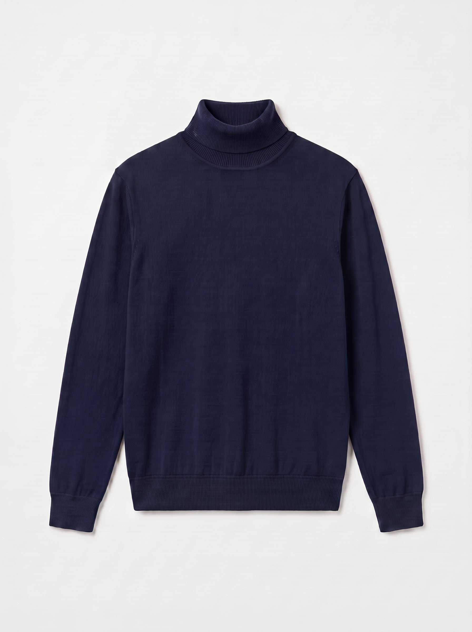 Lightweight Turtleneck Wool Sweater — Navy