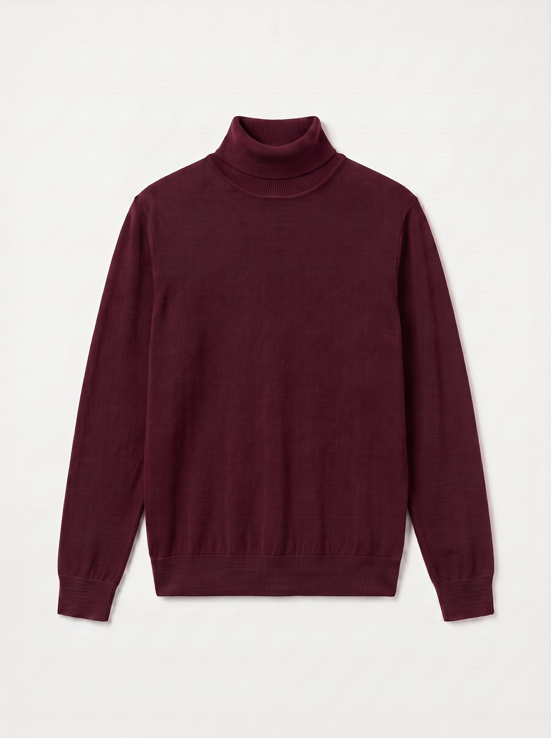 Lightweight Turtleneck Wool Sweater — Wine red