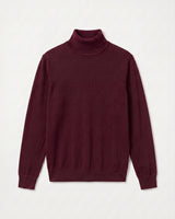 Lightweight Turtleneck Wool Sweater — Wine red